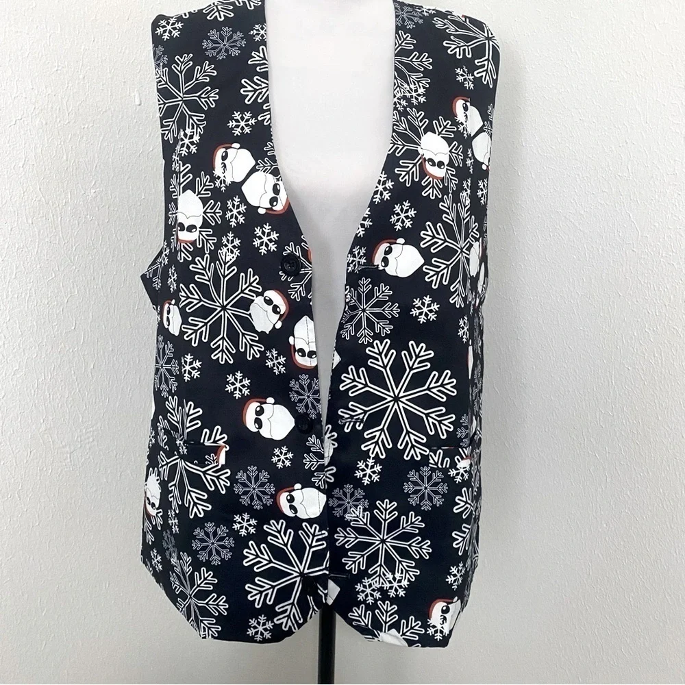 Wisholic Men Three Piece Christmas Button Tuxedo Blazer Vest Pant Set Party XXL